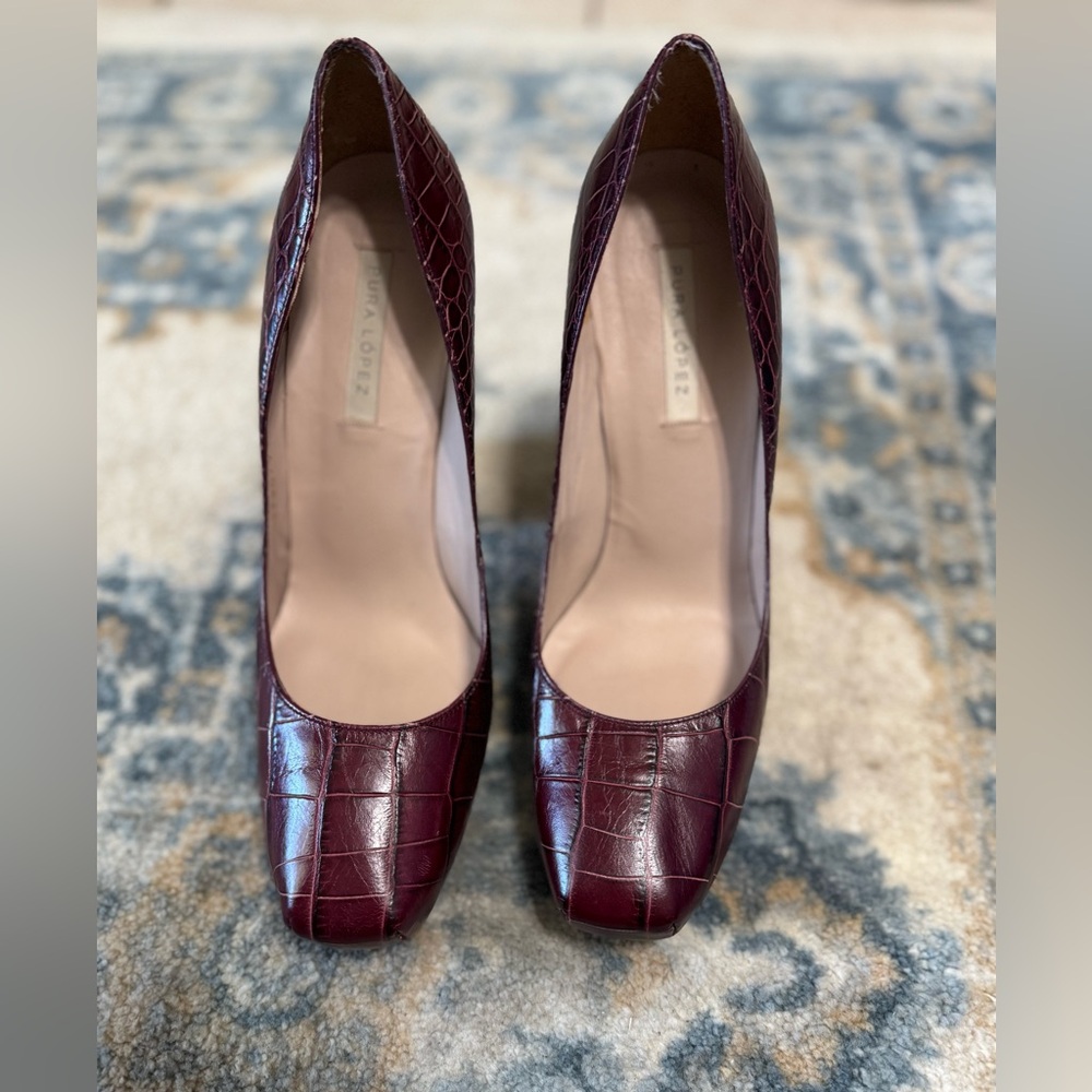 Pura López Burgundy Heeled Pumps Size 40/9